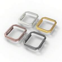 1pc Black Protective Case Compatible With Apple Watch, Half-Wrapped Pc With Metallic Color Plastic Cover - Black - View 7