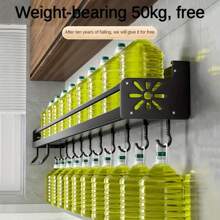 1 件黑色带钩调味架，厨房收纳架，多功能家用壁挂式筷子刀架，免钻厨具收纳挂架，家庭厨房用品 - 黑色 - 查看 6