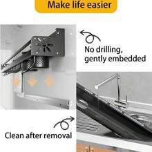 1 件黑色带钩调味架，厨房收纳架，多功能家用壁挂式筷子刀架，免钻厨具收纳挂架，家庭厨房用品 - 黑色 - 查看 5