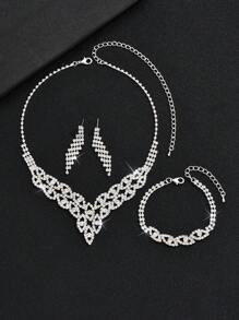 時尚婚禮配件套裝適合女士,包括項鍊,耳環,手鍊,完美適用於西部風格婚禮和宴會