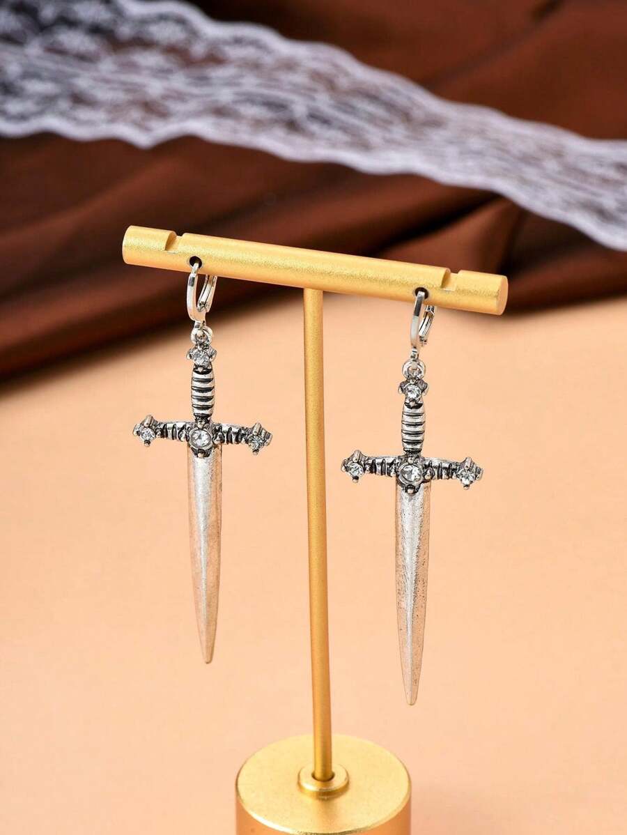 1pair Vintage Sword & Dagger Dangle Earrings