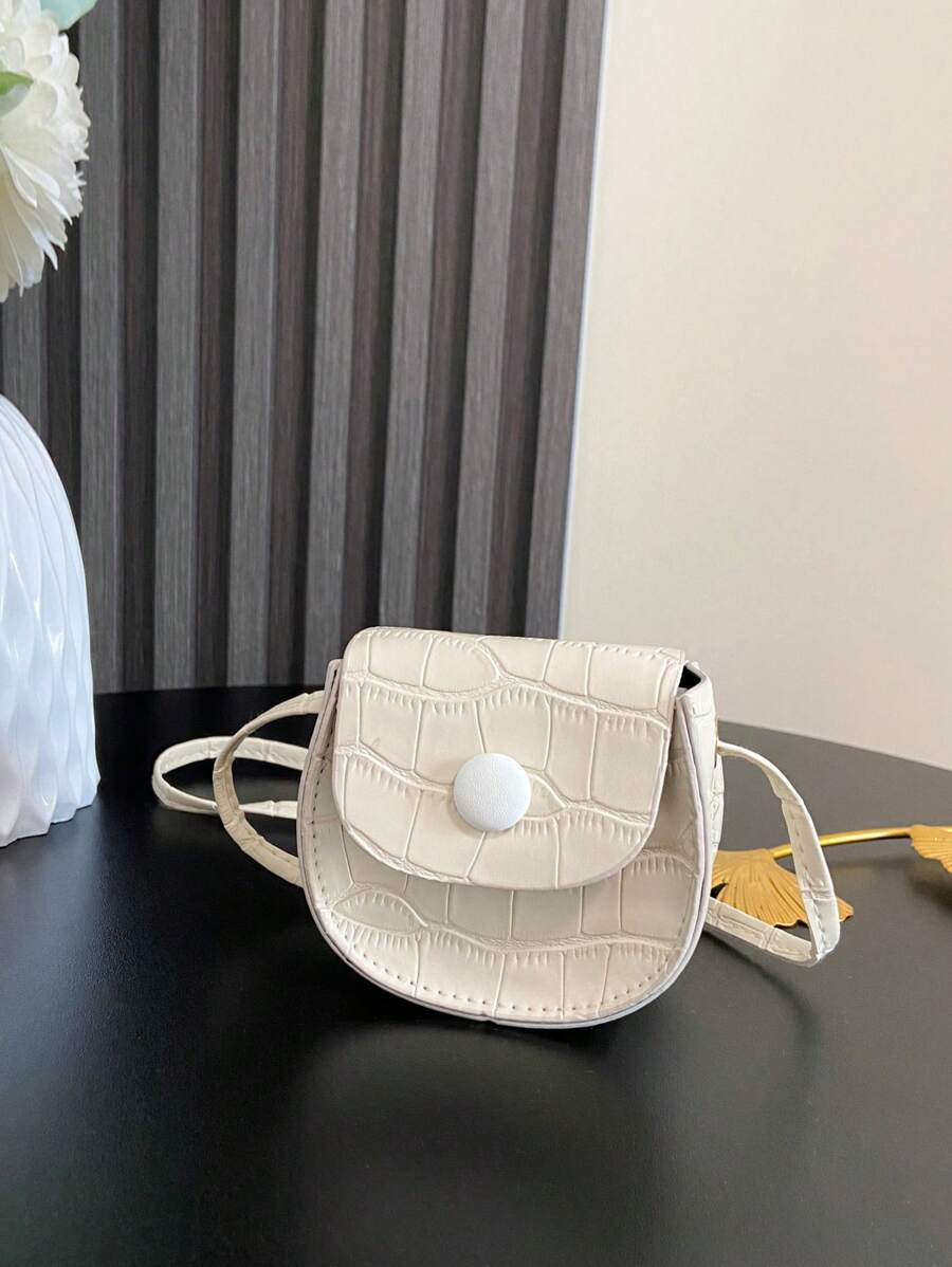 1個時尚兒童pu皮革肩袋,可愛的寶貝女孩迷你鏈子錢包,可愛的公主斜揹袋小錢包 - 米色 - 查看 1