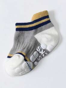5對組幼兒字母印花防滑襪,帶有耳翼,舒適且適合日常穿著 - 彩色 - 查看 3