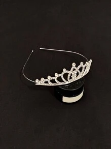 1 pieza Banda cabello de metal con diseño de corona para niñas , dulce estilo princesa - Blanco - Ver 6