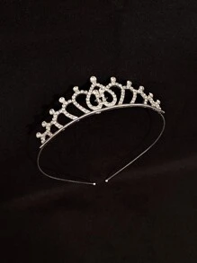 1 pieza Banda cabello de metal con diseño de corona para niñas , dulce estilo princesa - Blanco - Ver 3