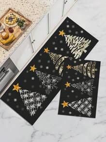 1pc Christmas Printed Kitchen Mat, Cute Non-Slip Backing  Durable Indoor Entrance Mat,Doormat, Outdoor Carpet, For Living Room, Bedroom, Bathroom, Kitchen Decoration - Multicolor - View 1