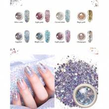 8盒美甲亮片套裝,包括粗亮片和絲綢亮片混合,美甲/美術/手工藝/化妝裝飾套裝 - 彩色 - 查看 8