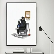 1pc Interesting Creative Picture Home Decor Canvas Painting For Bathroom Wall Decoration - Multicolor - View 1