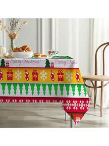 1pc Waterproof And Anti-stain 300d Oxford Fabric Tablecloth With Merry Christmas Pattern - Multicolor - View 4