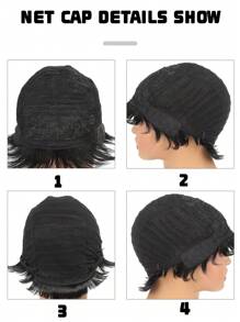 wigs for women, Black short wigs, suitable for daily wear, easy to wear, synthetic fiber