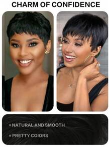 wigs for women, Black short wigs, suitable for daily wear, easy to wear, synthetic fiber