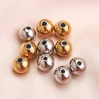 50颗3 4 5 6 8mm不锈钢实心钻孔钢珠散装钛钢手链珠DIY首饰配件珠