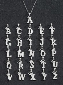 1 Pc Classic Popular Initial Letter & Crown Pendant Necklace For Boys Girls Fashion Street Jewelry For Daily Life For Teen Birthday Gift