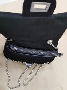 Juzia Bolsas Bolsa noite na moda alça transversal cravejada com brilho - Prata - Visão 9