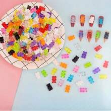 20 chiếc mặt dây chuyền hình gấu dẻo 3D nhiều màu trong suốt và màu trơn bằng nhựa phẳng dùng làm đồ trang trí móng tay - Nhiều màu - Xem 2