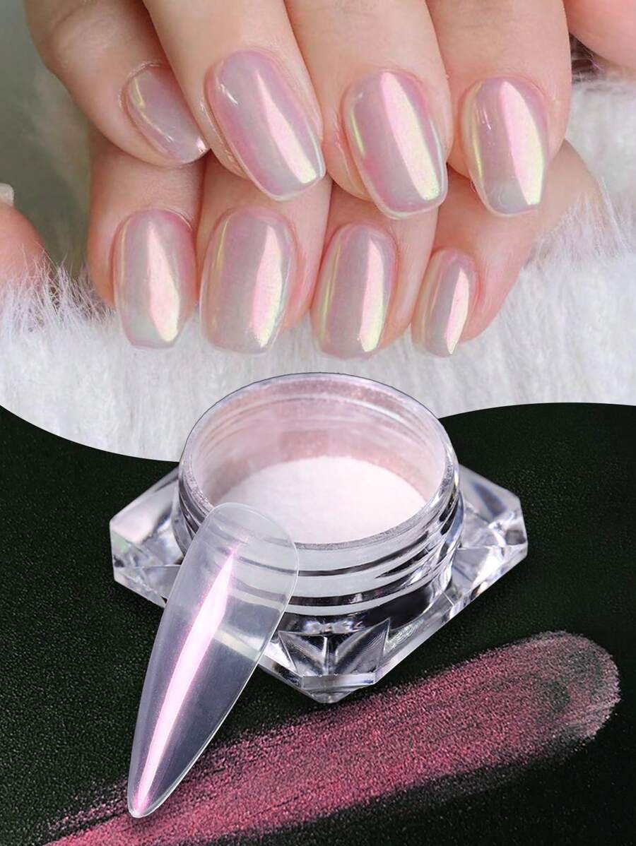 Misscheering 1入組美麗的珍珠美甲裝飾-全息鏡面效果-極光閃爍-細適用於指甲油 - 粉色 - 查看 1