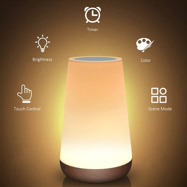 Nueva Luz Nocturna Creativa, De Moda, Con Brillo Ajustable, Control Remoto, Cambio De Color, Temporizador, Diseño De Madera, Carga Usb, Batería Duradera, Utilizable Como Lámpara De Mesa De Noche, Lámpara De Escritorio, Lámpara Ambiental, Control Táctil