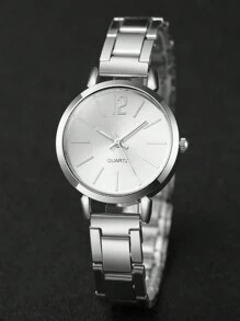 Women's Stainless Steel Band Fashionable Simple Dial Quartz Wristwatch + Jewelry Set (6pcs/Set) Holiday As A Gift For Students Returning To School