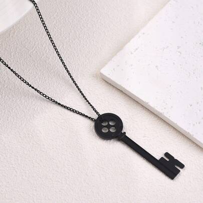 黑鑰匙吊墜哥德式恐怖風格項鍊，誇張的歐美經典風格