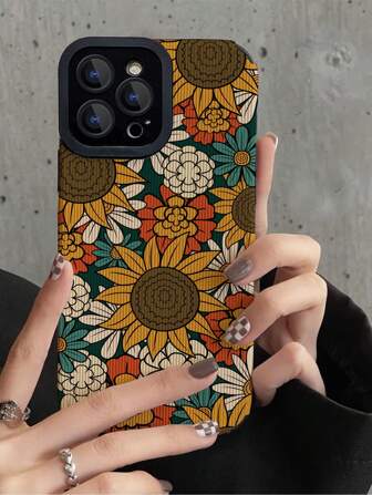 フローラルサマー デイジーパターン 1個 シミュレーションレザー製のスマートフォンケース、iPhoneやSamsung等に対応の柔らかなケース