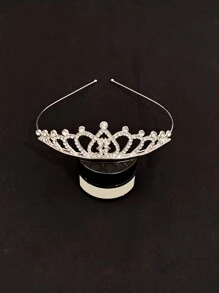 1 pieza Banda cabello de metal con diseño de corona para niñas , dulce estilo princesa - Blanco - Ver 5