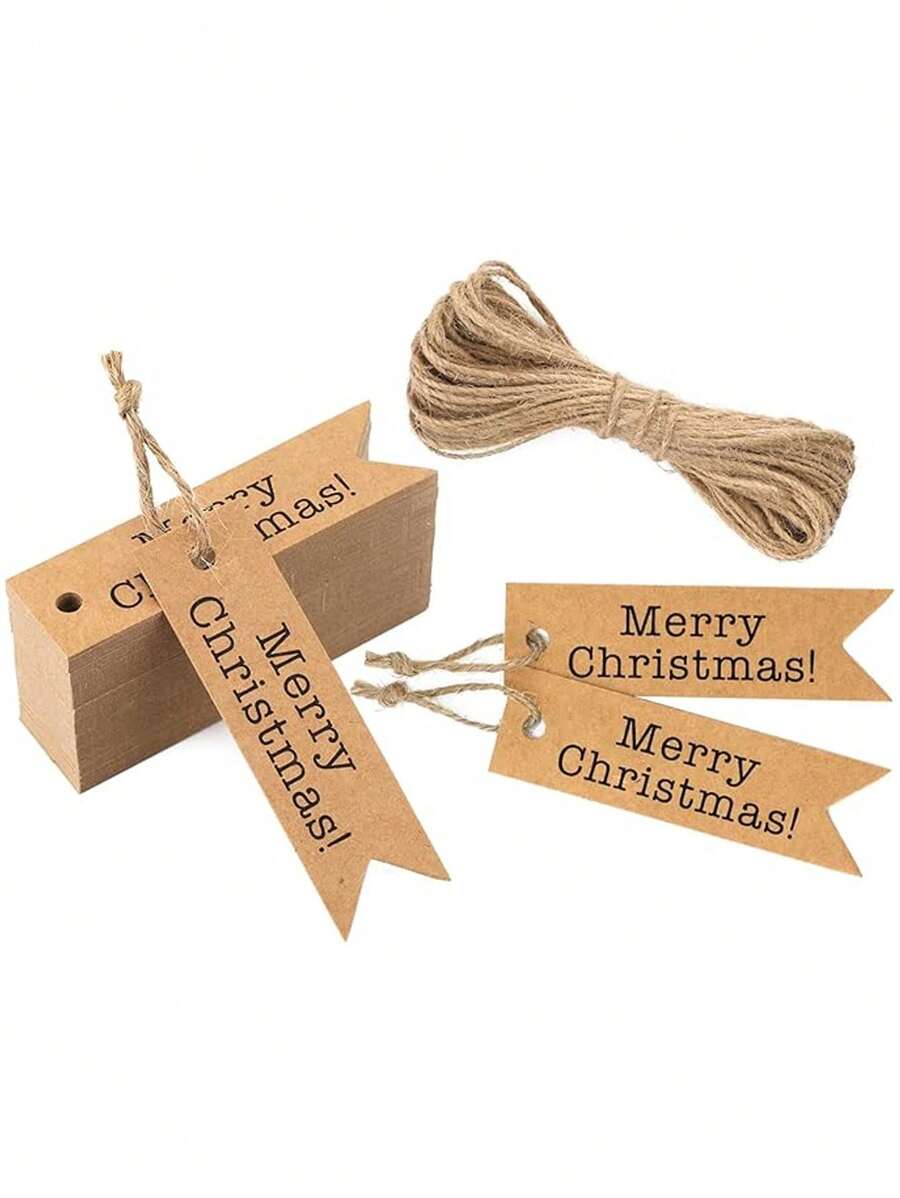 100 Miếng Chủ Đề Giáng Sinh Cá Hình đuôi Giấy kraft Treo Nhãn , DIY Trang trí Mặt dây chuyền Với Bện lại , Tag Quà tặng Đối với Nhà , Cửa hàng Hoặc Cửa hàng , Giải tỏa Nhãn Đối với Giáng sinh Đồ trang trí - màu nâu - Xem 1