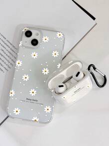 1pc Case Compatible With Airpods Pro & 1pc Case Daisy Smile Graphic Phone Case Compatible With IPhone - Clear - View 3