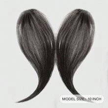 Women's Fringe Clip In Hair s Hairpiece 100% Natural Hair Middle Part Two Sides  Hair Piece Clip In Extensions - Black - View 2
