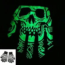 2pcs Halloween Decor Skeleton Knit Ghost Claw Bone Skeleton Finger Cycling Gloves Outdoor Adult Warm Mittens, Glow In The Dark - Black and White - View 4