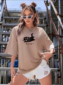 Plus Size T-shirts - Màu Khaki - Xem 2