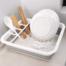 Estante Plegable De Plástico Para El Fregadero De La Cocina, Soporte De Almacenamiento De Estante Para El Fregadero De La Cocina, Organizador Multifuncional De La Cocina Gris-blanco - blanquecino - Ver 2