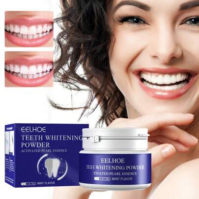 1入裝30g激活牙齒美白粉,白色,去除牙齒變黃和污漬,清潔口腔和清新呼吸