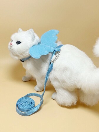 Correa para gato con cuerda de tracción trasera y pecho con decoración de ala de Ángel, correa para mascota con forma de letra para perro y gato, antiescapada, 1 pieza