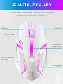 Cool Illuminated Gaming Keyboard And Mouse Set, Wired Mechanical Keyboard And Mouse For Desktop, Laptop Gaming - White - View 5