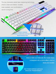 Cool Illuminated Gaming Keyboard And Mouse Set, Wired Mechanical Keyboard And Mouse For Desktop, Laptop Gaming - White - View 8