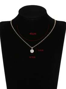 1入時尚立方氧化鋯項鏈,女士情人節禮物,婚禮訂婚紀念日派對珠寶 - 金黃色 - 查看 4