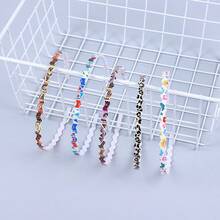 5入組/包塑料波浪型髮夾,印花頭帶,女性彩色髮飾