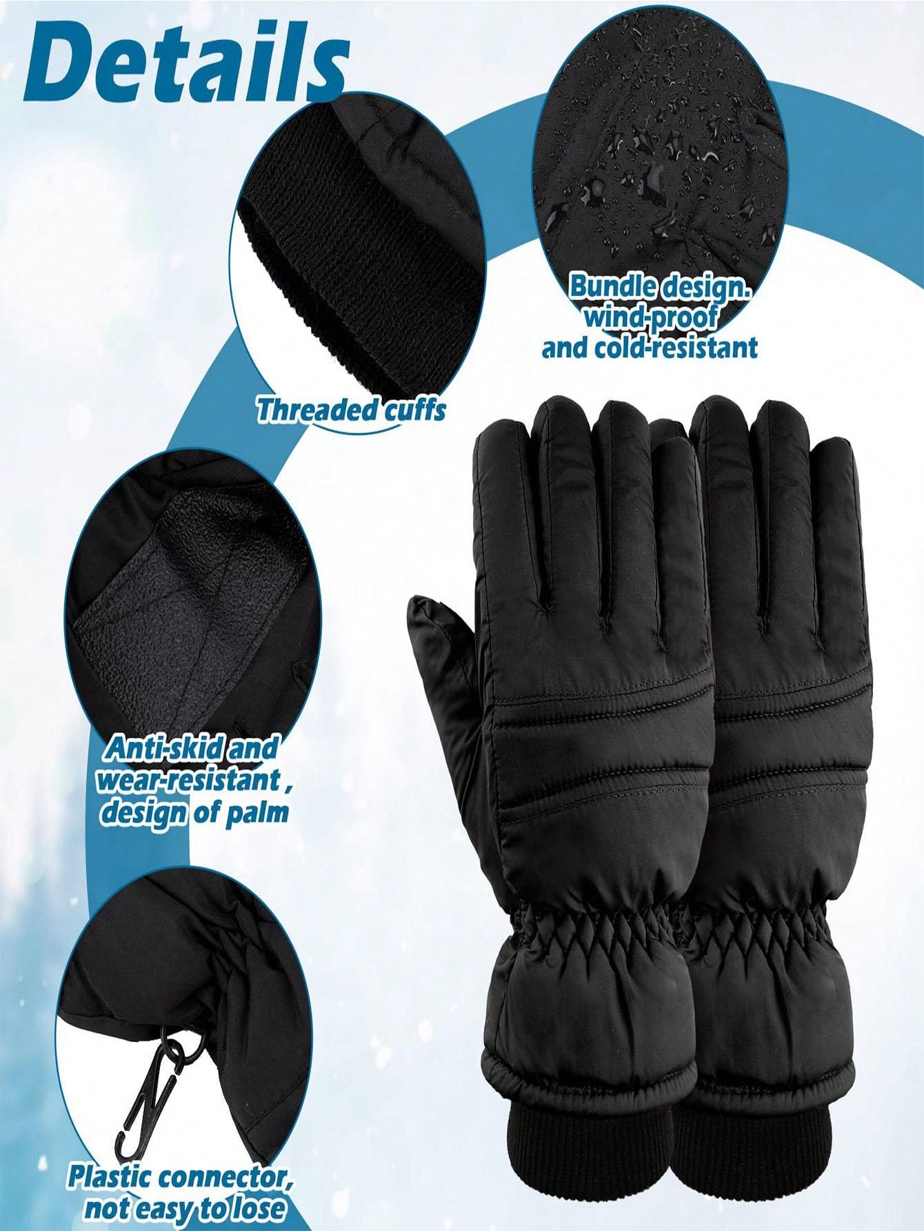 Children's Winter Full Finger Ski Gloves Thicken Warm Windproof