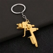 1入組金色迷你水槍創意金屬汽車掛飾鑰匙圈 - 金色 - 查看 1