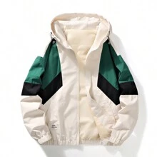 Boyfriend Style Men's Color Block Sports Jacket, Windbreaker Gym Clothes Boyfriend Style Men