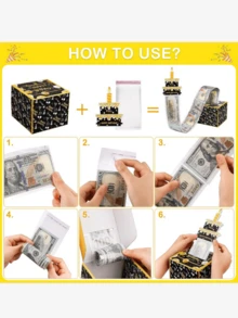 1pc Blue Happy Birthday Money Box Cash Gift Pull, Cash Gift Box Cash, Cash Gift Money Box Color Money Clip Cash With Pull Out Card DIY Set Surprise Birthday Gift Box - Blue - View 5