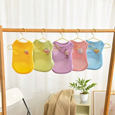 Ropa Para Mascotas, Camiseta De Chaleco Fresco Y Transpirable Para Verano Para Perros Y Gatos, Diseño Sencillo Y Lindo Con Colores De Cuadrícula Y Macaron