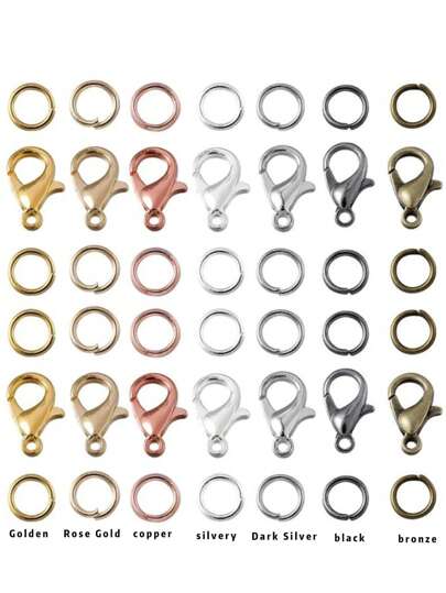 200pcs Rings+50pcs Clasps Set Lobster Clasp Open Jump Rings for Bracelet Necklace Connectors Jewelry Making DIY Kit