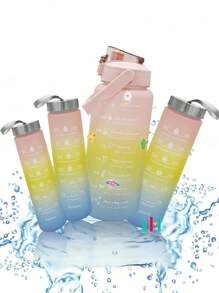 Botellas Motivacionales Set De 4 en 1 Botellas Para Todo El Día - Rosa - Ver 1