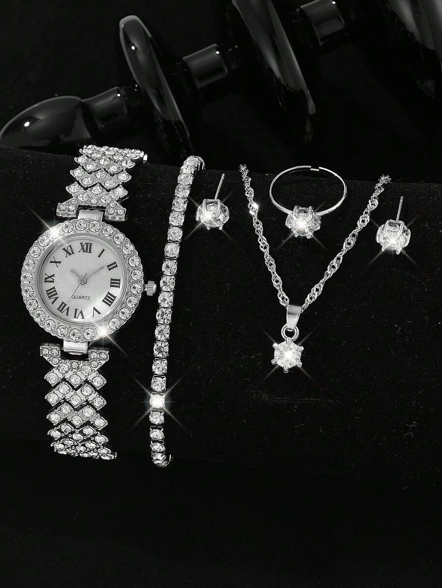 Set Jam Tangan Wanita Berlian buatan Lainnya - Perak - View 1
