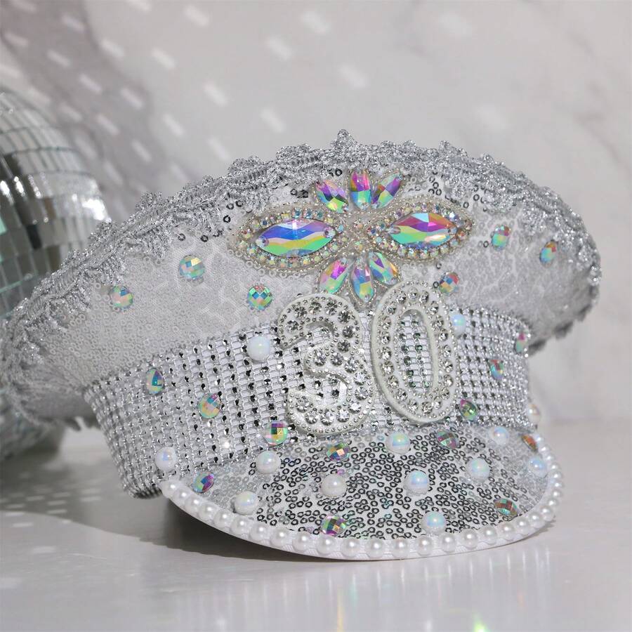 Gorgeous 30th birthday hat Handmade hat party accessories - White - View 1