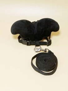 1pc Angel Wing Decor Chest & Back Traction Rope Cat Leash, Letter Shaped Pet Leash For Dog And Cat Anti-breakaway - Black - View 3