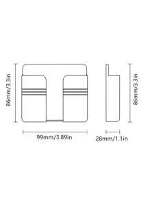 1pc Punch-Free Mobile Phone Holder Wall Mount Stand Remote Control Organizer Storage Box Charging Bedside Container Rack Home Bathroom Decor Fall Decor Back To School - Grey - View 5