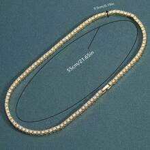 1條5mm網球項鍊嘻哈圓形鑽石鍍金項鍊 - 粉色 - 查看 5