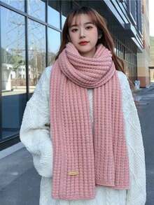 1入組保暖針織圍巾披肩外套 - 米色 - 查看 5